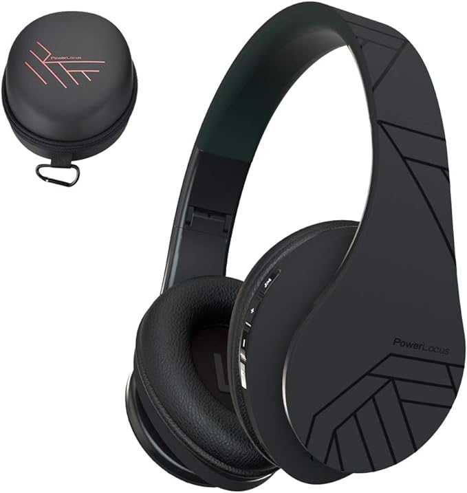 PowerLocus Wireless Foldable Stereo Audio Bluetooth Headphones with Built-in Microphone, Micro SD/TF, FM for iPhone/Wiko/Samsung/iPad/PC (Black) - Image 1