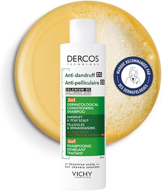 Vichy, Dercos, DS 2 in 1 Anti-Dandruff Shampoo, Detangling and Treating, Dandruff & Itching, All Hair Types, 200 ml - Image 1