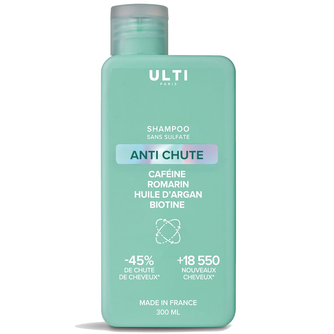 Shampooing Anti chute - sans sulfate - 300ml - Caféine Romarin Huile d'argan Biotine - 45% de réduction de chute +18550 cheveux - fabriqué in France - Image 1