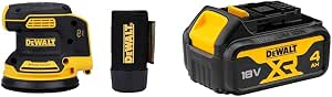 DeWALT DCW210N-XJ Brushless Eccentric Sander 125 mm 18 V (Sold Only) & XR Battery 18 V 4 Ah Li-Ion – DCB182-XJ – Compatible with All XR 18V Tools DIY and Garden DEWALT - Image 1