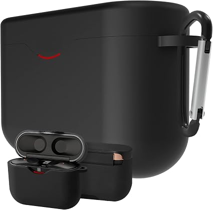 Geekria Silicone Case Compatible with Sony WF-1000XM3 Wireless Earbuds, Protective Case with Keychain Hook, Accessible Charging Port (Black) - Image 1