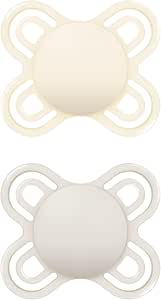 MAM Perfect Start S188 SkinSoftTM Silicone Dummy, Ultra-Soft, Extra Thin and Flexible, for Babies 0-2 Months, Neutral (2 Units), with Self-Sterilising Box, Design May Vary - Image 1