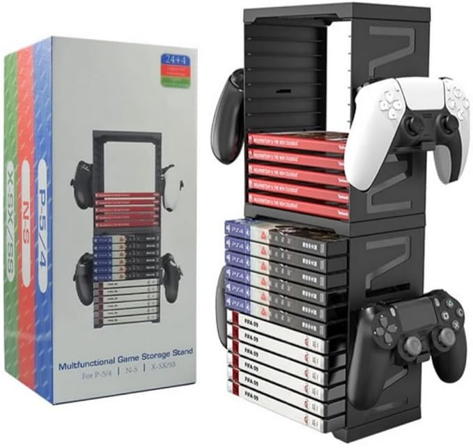 PS5 PS4 Xbox Nintendo Switch Video Game Storage Tower Storage Box for 24 Games - Image 1