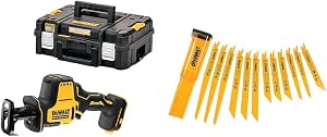 DEWALT DCS369NT-XJ Compact Reciprocating Saw - XR 18V - Brushless - Without Battery or Charger - In Box TSTAK & DT2445-QZ Sabre Saw Blade - Silver, Set of 12 - Image 1