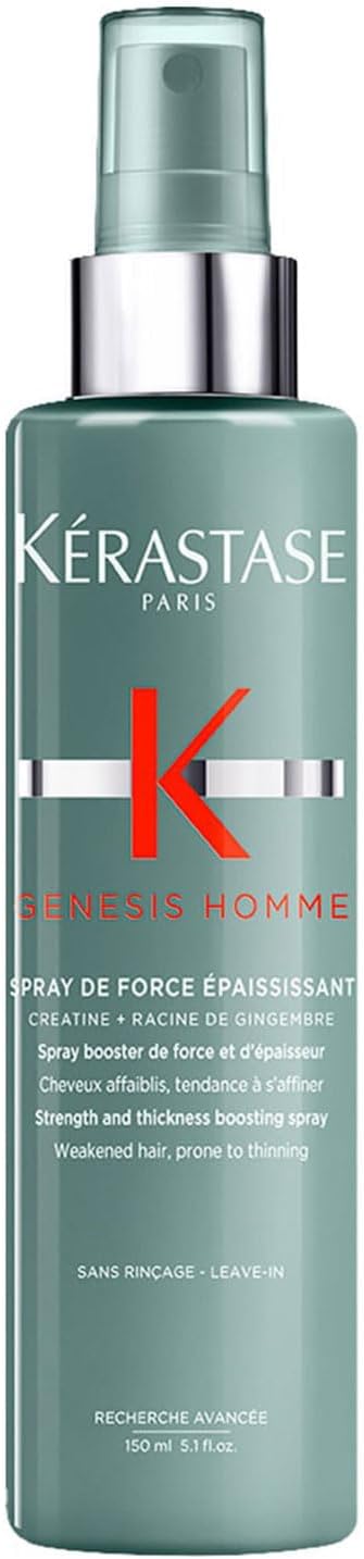 Kerastase Genesis Men - Thickening Strength Styling Spray - +25% Hair Weight for 24 Hours - Matte Finish - Creatine + Ginger Root - Fine Weakened Hair - Image 1