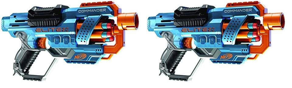 Nerf Elite 2.0 Commander RD-6 Foam Dart Blaster with Rotating Barrel and 12 Darts Toy for Kids, Girls and Boys Aged 8+ (Pack of 2) - Image 1
