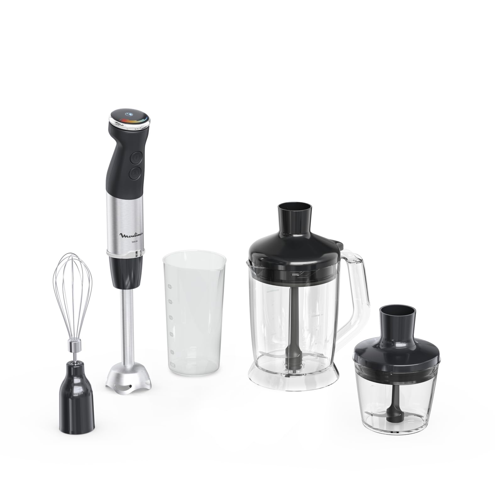 Moulinex Quickchef+ Stand Blender, 1000 W, Silent, 20 speeds, Turbo mode, Compact chopper accessories, Blender XL Whisk, DD67L810, Black - Image 1