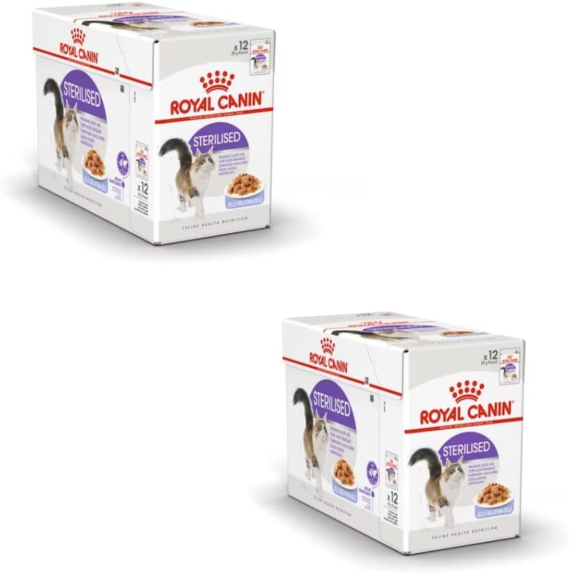 Royal Canin Feline Sterilised | Double Pack | 2 x 12 x 85 g | Complete Food for Adult Castrated Cats | Small Pieces in Jelly | From 12 Months - Image 1
