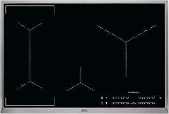 AEG IKE84441XB Freestanding Hob with Touch Screen, Pan Recognition and Hob²Hood Function, 4 Cooking Zones, Stainless Steel Frame, 80 cm, Black - Image 1