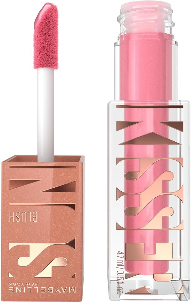 Maybelline New York - Blush Liquide Illuminateur Multi-Usage - Fard à Joues, Highlighter et Bronzer - Bonne Mine - Teint Hâlé - Maquillage Glowy - SUNKISSER - Teinte : Blazing Blush - 4,7 ml - Image 1