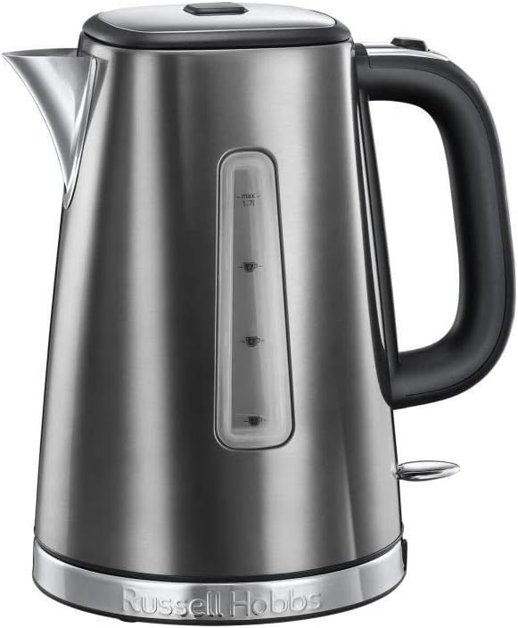 Russell Hobbs Electric Kettle [Powerful & Modern] Luna Stainless Steel Grey (1.7L, 2400W, Fast Boiling, Removable Anti-Limescale Filter, Precise Pouring Spout, Automatic Lid Opening) 23211-70 - Image 1