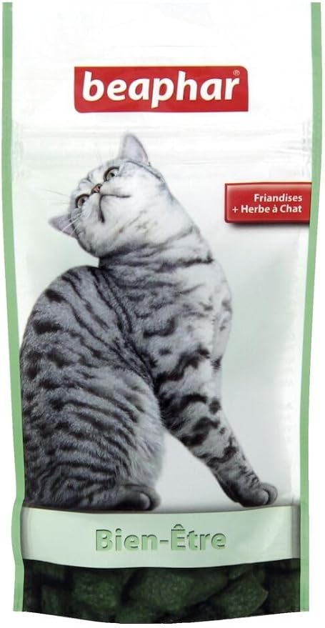 BEAPHAR – Catnip Wellness Treats for Cats – Food Supplement Enriched with Vitamins and Minerals – Promotes Gut Wellness – Resealable Bag of 35 g - Image 1