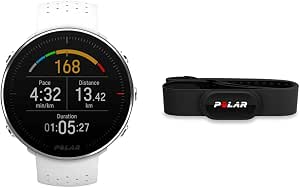 Polar Vantage M Heart Rate Monitor White + Polar H10 High Precision Heart Rate Sensor - Bluetooth, Ant+, ECG/EKG - Waterproof Heart Rate Transmitter with Chest Belt - Image 1