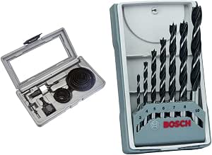 Bosch Accessories 2607019450 X-line Hole Saw Blades 11 Pieces & Bosch Professional 7 Pieces Wood Twist Drill Kit - Image 1