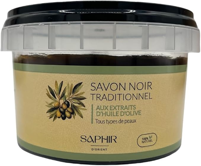 Orient SAPPHIRE BLACK SOAP - Morocco - BELDI SOAP - SCRUB - BODY - FACE - PURIFYING - EXFOLIATING - CLEANING - MOIDRATING - 100% NATURAL - 200g - OLIVE OIL - HAMMAM - - Image 1