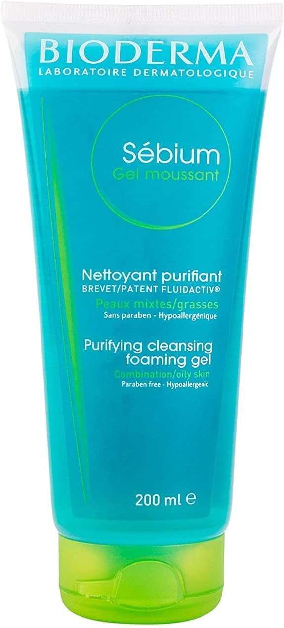 BIODERMA Sébium Gel Moussant – Nettoyant purifiant doux – Élimine l’excès de sébum et les impuretés – Peaux mixtes à grasses – Prescrit par des dermatologues – Tube 200 ml - Image 1