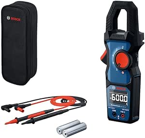 Bosch Professional GMC 600-15 Clamp Meter (Clamp Meter TRUE RMS, AC Current up to 600 A, Voltage up to 600 V AC/DC, 2 x 1.5 V LR06 (AA), MS 90 Measuring Strips, Cover) - Image 1