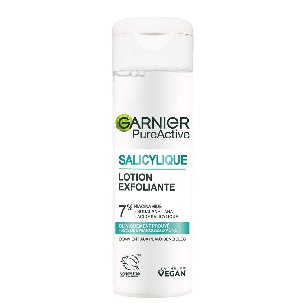 GARNIER Pure Active - Exfoliating Face Care - Reduces Acne Marks & Pores - Niacinamide, AHA & Salicylic Acid - Lightweight Liquid Formula - Vegan & Cruelty Free - Unisex - 120 ml - Image 1