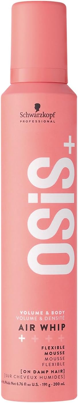 Schwarzkopf Professional OSiS Air Whip Styling Mousse for Straight Curly Wavy Hair Thermal Protection Strengthening and Moisturizing Care Formula Light Hold 200ml - Image 1