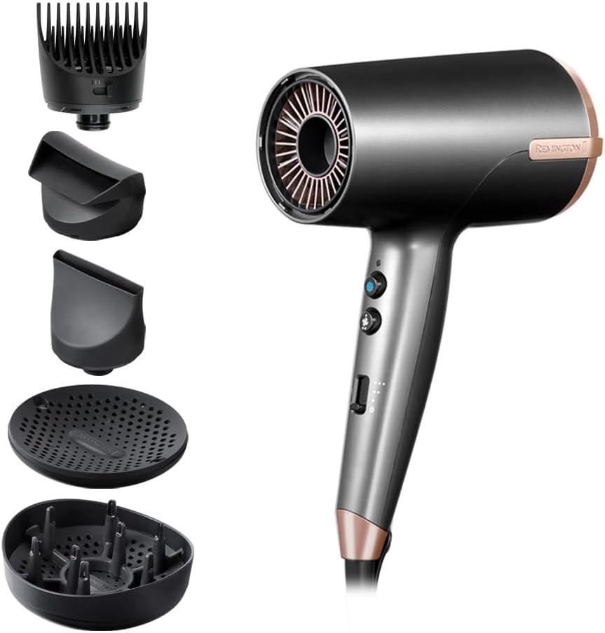 Remington ONE Sèche-cheveux ionique [puissant & rapide] Dry&Style (2000W, 120 km/h flux d'air, 5 embouts:Flyaway, 2 diffuseurs: fin & large, buse étroite, 8 combinaisons de chauffage & vitesse) D6078 - Image 1
