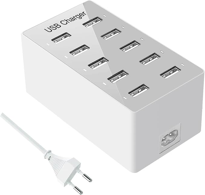 Multiple USB Charging Dock for iPhone 12/13/14, Samsung Galaxy S22/S23 Ultra/Z Flod/Z Flip, Google, Xiaomi, Huawei, iPad, iPod (White) - Image 1