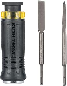 Klein Tools 32753SD SDS Demolition Screwdriver, Flat Chisel Tips and Bubble Tips, Use with Rotary Hammer and Hand Presser Bars, 3-Piece - Image 1