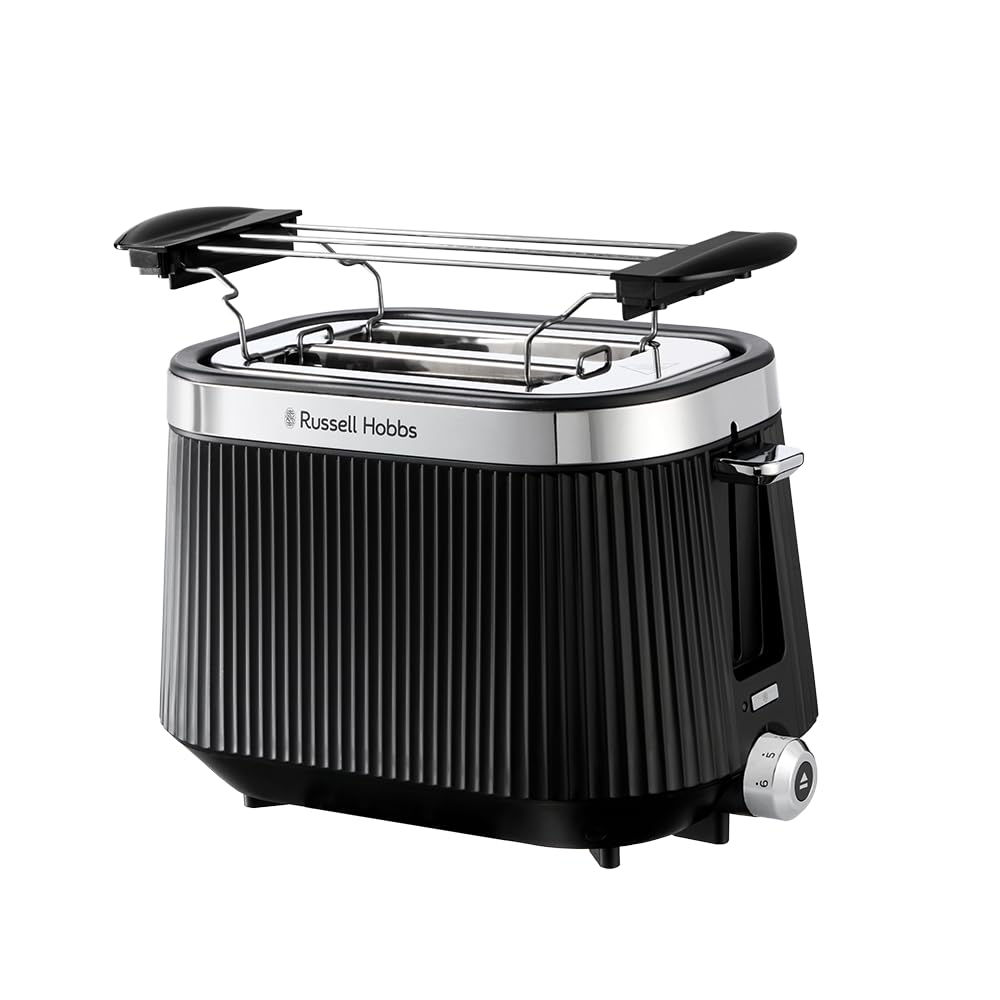 Russell Hobbs Toaster [for 2 slices] Brontë Black (6 settings, matte finish, silver accents, thaw, warming, raising, lift & look, roll holder) 26760-56 - Image 1