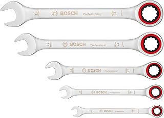 Ratchet Combination Spanner Set (5 Pieces, Standard Sizes 8mm-19mm, Chrome Vanadium Steel, in Canvas Folding Case) - Image 1