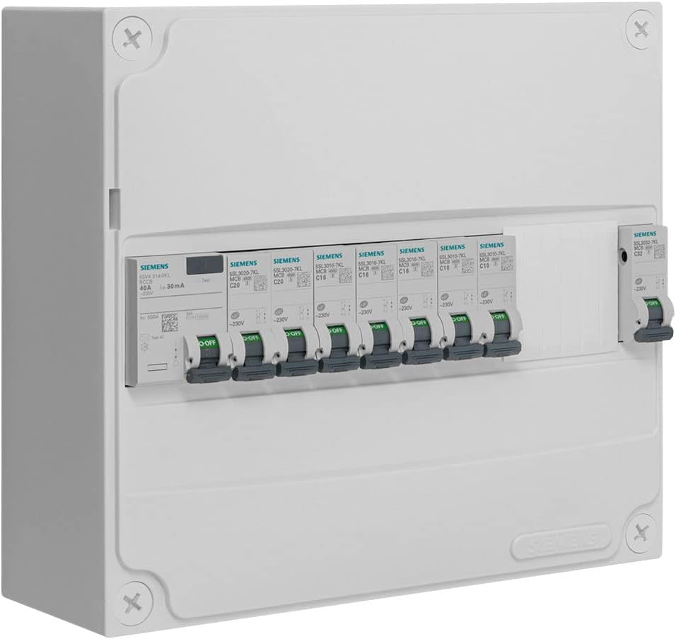 SIEMENS Table 1 Row Pre-equipped with 1 Differential Switch 40A Type AC and 8 Circuit Breakers - Image 1