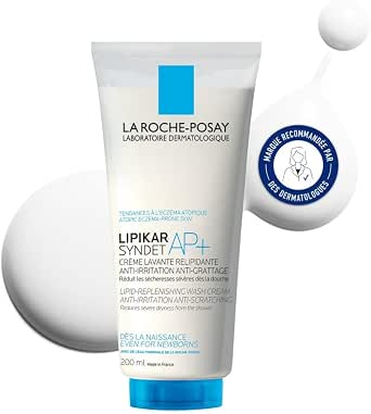 La Roche-Posay, Lipikar Syndet AP+, Relipidating Cleansing Cream, Ideal for Sensitive Skin, Fragrance Free, Family Use from Infants to Adults, Enriched with Shea Butter and Niacinamide, 200 ml - Image 1