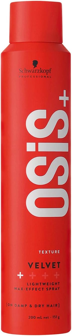 Schwarzkopf Professional OSiS Velvet Hair Spray with Wax Effect Soft Definition Natural Shine Non Greasy Formula Non Sticky Light Hold 200ml - Image 1