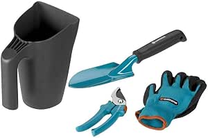 Gardena Balcony Gardening Tool Kit: 4 Piece Garden Care Garden Trowel Heavy Duty Plastic Reservoir Pair of Gardening Gloves 8/M (8966-30) - Image 1