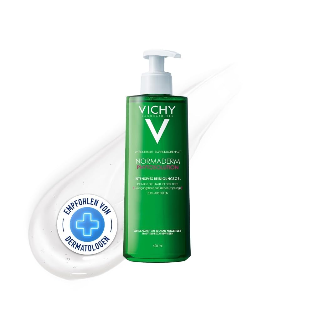 Vichy, Normaderm, Phytosolution Gel Purifiant Intense, Nettoie en Profondeur Intensément, Enrichi en Minéraux & Probiotiques, Pour Peaux Acnéiques, 400 ml - Image 1
