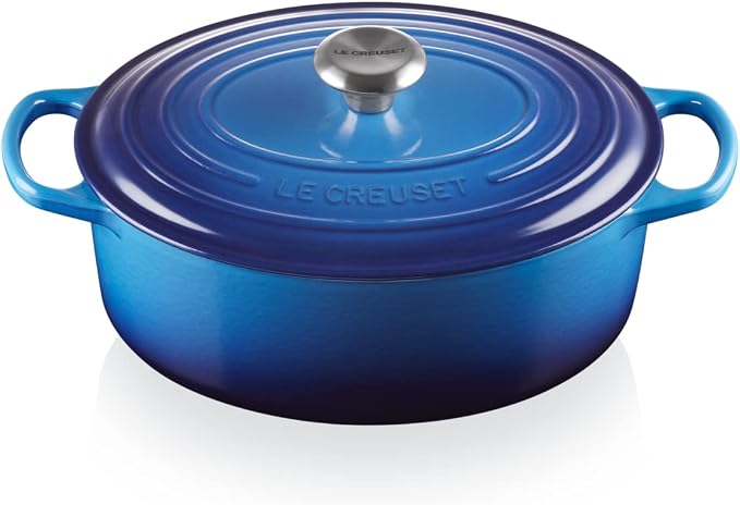 Le Creuset, Azure 21178312202430 Signature Enamelled Cast Iron Casserole Dish with Lid, Ø 31 cm, Oval, Compatible with All Heat Sources (Induction Included), Capacity: 6.3 L, 5.7 kg, Azure - Image 1