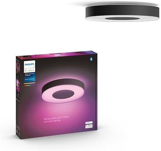 Philips Hue White and Color Ambiance Infuse Ceiling Light, Black, LED Ceiling Light with Bluetooth, Philips Light Compatible with Alexa, Google Assistant and Apple Homekit - Image 1