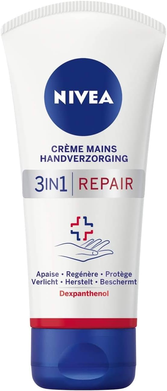 NIVEA Crème mains 3 en 1 Repair Peaux Très Sèches & Rugueuses (1 x 75 ml), soin mains hydratant formule riche et non grasse, crème hydratante réparatrice au Dexpanthenol - Image 1