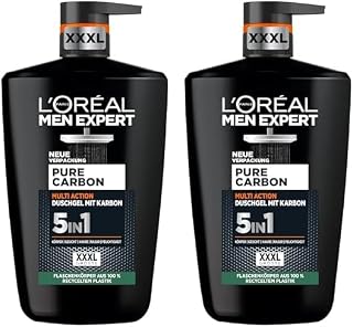L'Oréal Men Expert XXXL Gel douche et shampooing 5 en 1 pour homme, bain douche pour nettoyer le corps, les cheveux et le visage, soin du corps pour homme pour une fraîcheur longue durée au carbone, 1 - Image 1