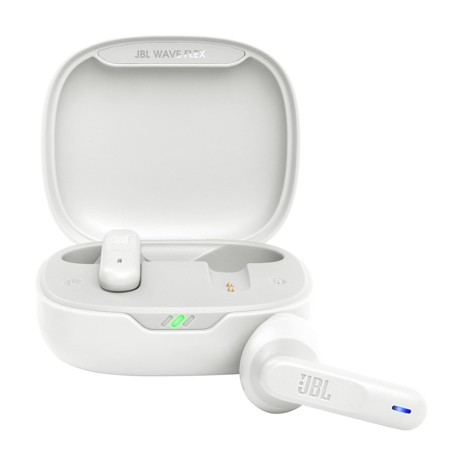 JBL Wave Flex, Wireless In-Ear Headphones, IP54 and IPX2 Water Resistance, TalkThru and AmbientAware Technology, 32 Hours Battery Life in White - Image 1