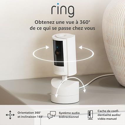 Introducing Ring Pan-Tilt Indoor Camera | Plug-In Pet Security Camera | 360° pan & 169° tilt coverage, Manual Privacy Cover, HD video, Two-Way Talk, Wi-Fi | 30-day free trial of Ring Home - Image 1