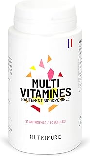 Nutripure | Multivitamines et Minéraux 21 Nutriments | Complément Alimentaire | Magnesium, Vitamine B12, Vitamine D, Zinc | Antioxydant, Cognitif, Vision | 60 gélules | 1 mois | Fabriqué en France - Image 1
