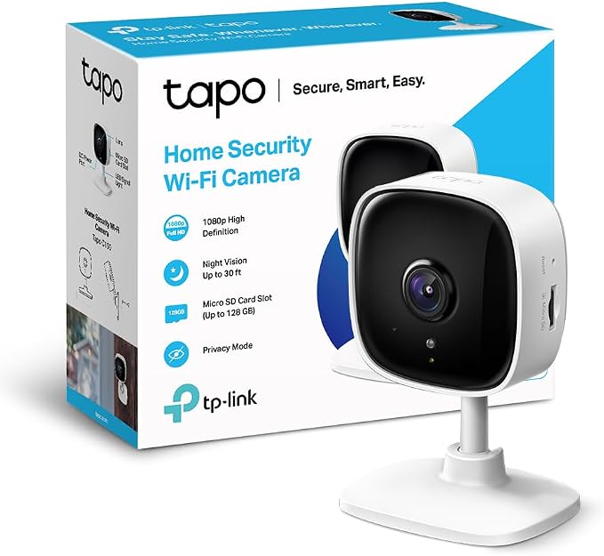 Tapo C100 1080P Indoor WiFi Surveillance Camera, Two-Way Audio, 30ft Night Vision, Compatible with Alexa, Google Assistant - Image 1