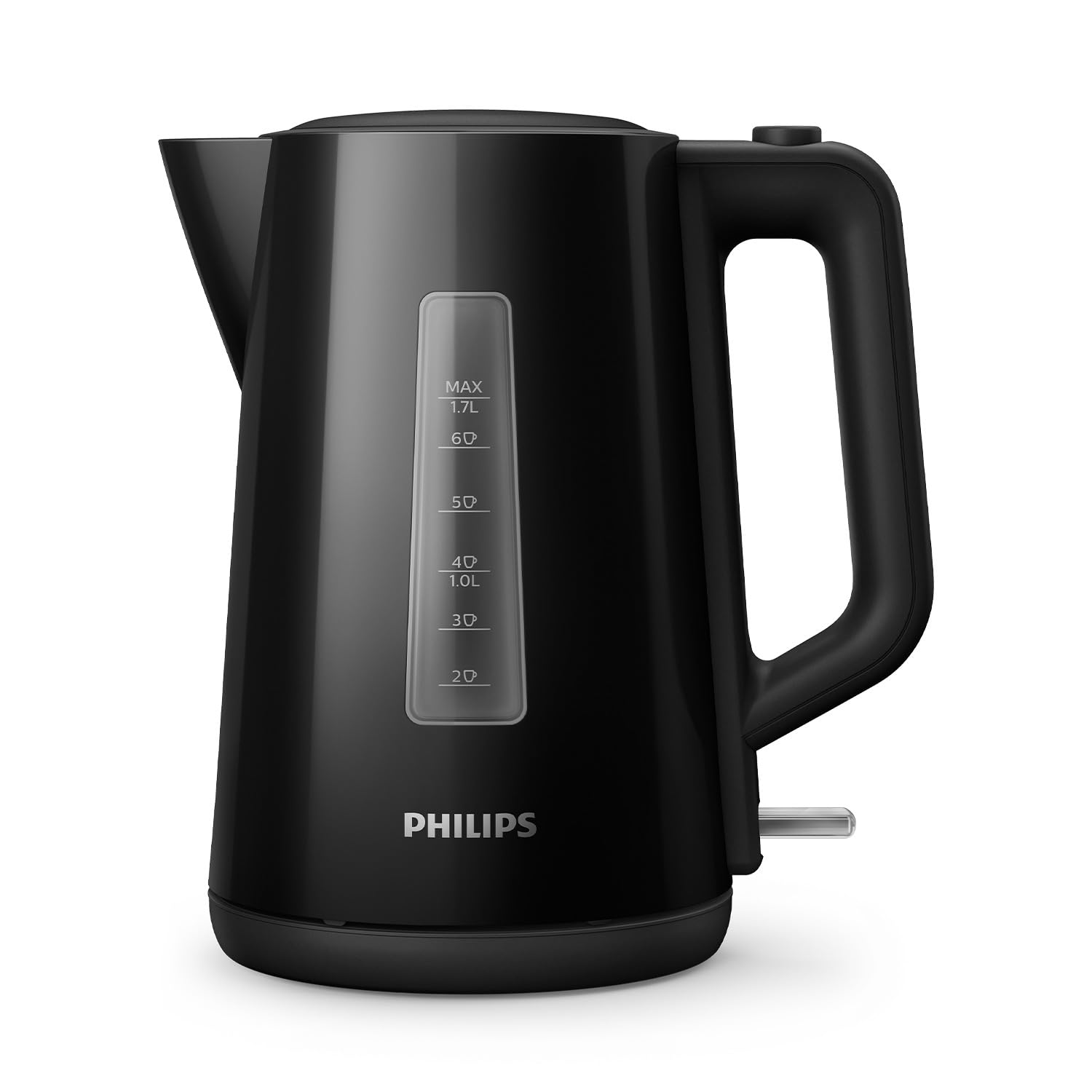 Philips Series 3000 Kettle, 1.7 l Spring Lid, Flat Heating Element, Indicator Light, Removable Filter, Multiple Security Systems, Black (HD9318/20) - Image 1