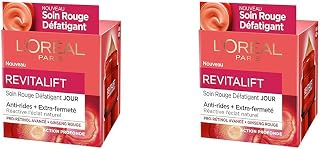 L'Oréal Paris - Revitalift - Soin Rouge Défatigant & Énergisant - Anti-Rides & Extra-Fermeté - Enrichi au Pro-Rétinol et au Ginseng Rouge - Pour Tous Types de Peaux - 50 ml (Lot de 2) - Image 1