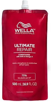 Wella Professionals Wella Ultimate Repair Conditioner with AHA and Omega 9 Wella Conditioner for Damaged Hair 500ml Bag - Image 1