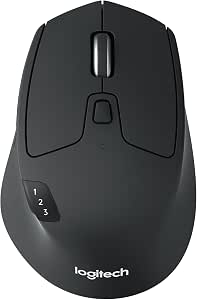 Logitech M720 Triathlon Multi-Device Wireless Mouse, Bluetooth USB Receiver, 1000 DPI, 6 Programmable Buttons, 2 Year Batteries, Compatible with Laptop, PC, Mac, iPadOS – Grey - Image 1