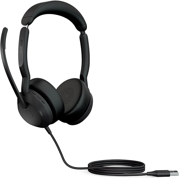 Jabra Evolve2 50 Wired Stereo Headset - Jabra Air Comfort Technology, Noise Cancelling Microphones and ANC - Works with UC Platforms such as Zoom and Google Meet - Black - Image 1
