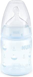 NUK First Choice+ Bottle, 150 ml, 0-6 Months, Silicone, Anti-Colic, BPA-Free, Neutral, Blue, Pack of 1 - Image 1