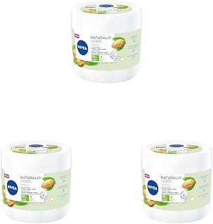 NIVEA NATURALLY GOOD Family Care Crème multi-usage pour toute la famille (1 x 450 ml), Crème 3-en-1 enrichie en huile d’amande douce 100% naturelle, Crème visage- corps–mains (Lot de 3) - Image 1