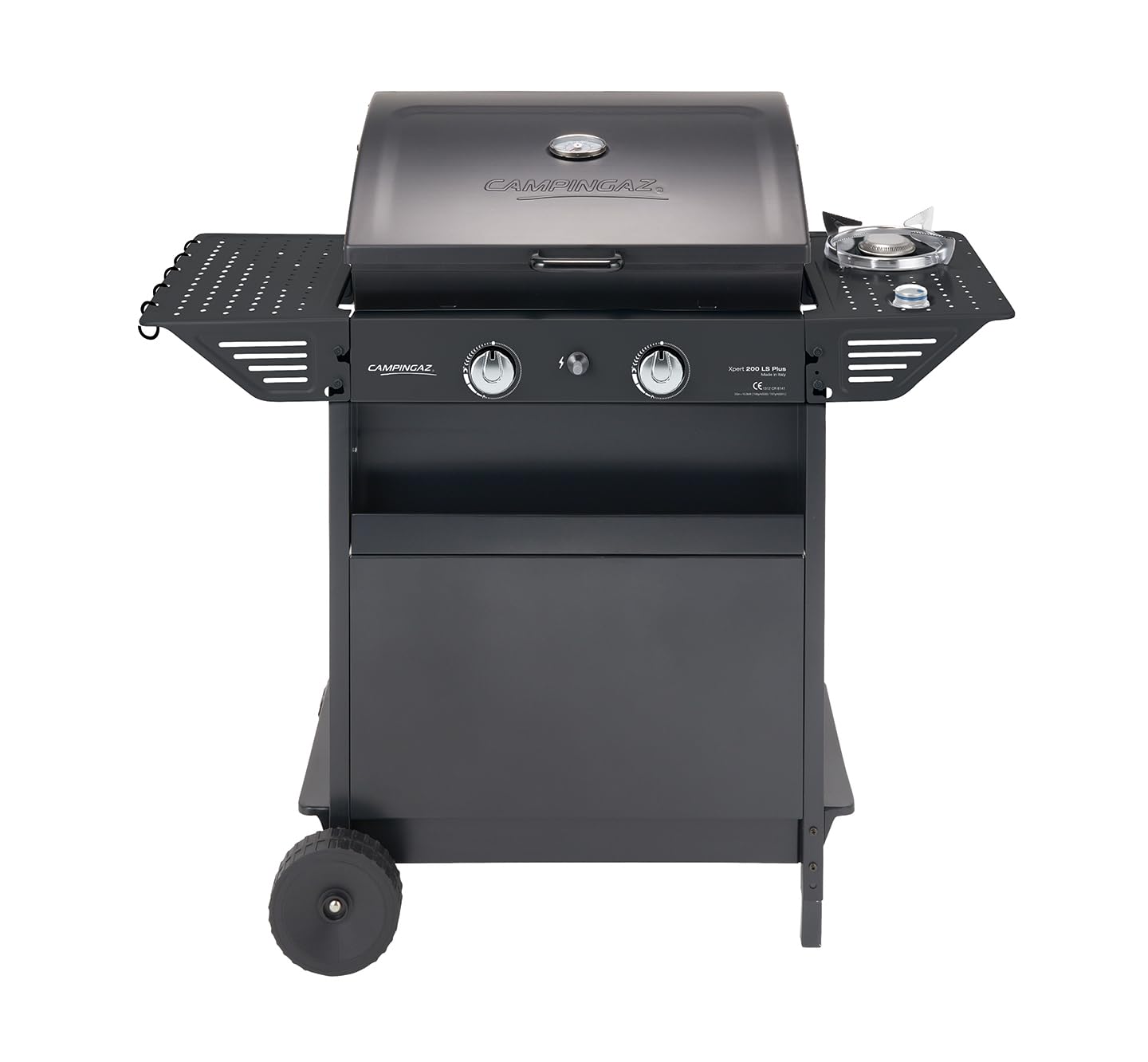 Campingaz Xpert 200 LS Plus Rocky Lava Stone Gas BBQ, BBQ Trolley with 2 Burners and 1 Late Burner, Lid + Thermometer, Folding Latte Tray, Pot 8,200 kW + 2.1 kW Late Burner. - Image 1