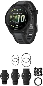 Garmin Forerunner 165, Easy to Use Lightweight GPS Running Smartwatch, Black & QuickFit Bicycle Mount - Image 1